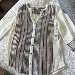 Liverpool Button Front Shirred Blouse